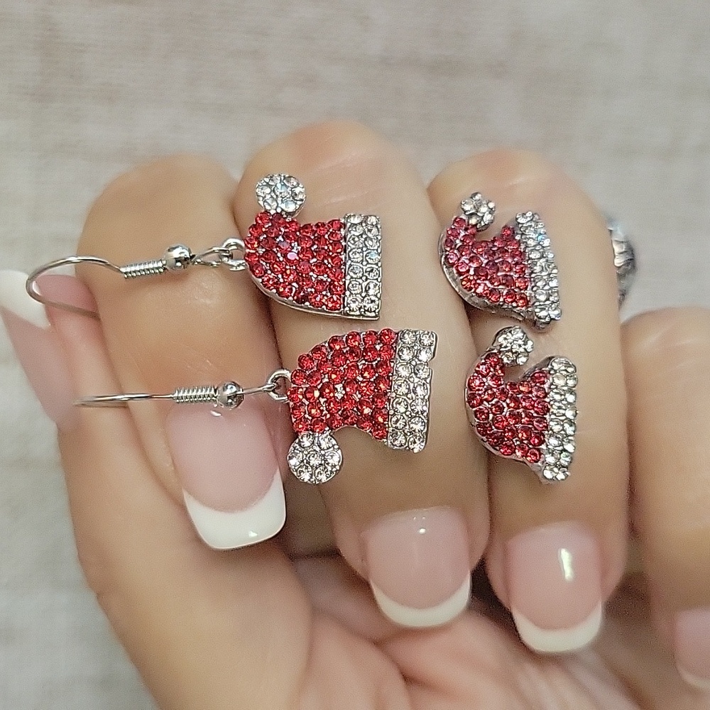 Santa Hat Sparkle Earrings, Choice Of Style